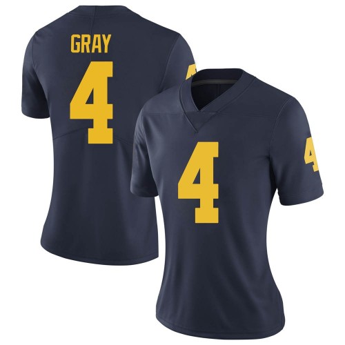 Vincent Gray Michigan Wolverines Women's NCAA #4 Navy Limited Brand Jordan College Stitched Football Jersey IZW5754TD